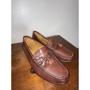 Magnanni Brown Leather Loafer Dress Shoes 9 Almond Toe Tassle 10265 Quiet Luxury